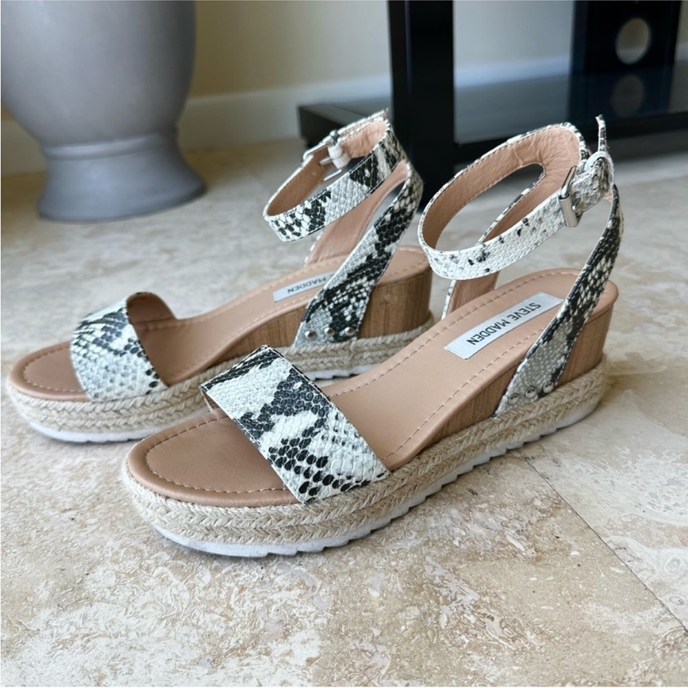 Steve Madden Snake Print Wedge Sandals - Picture 2 of 4
